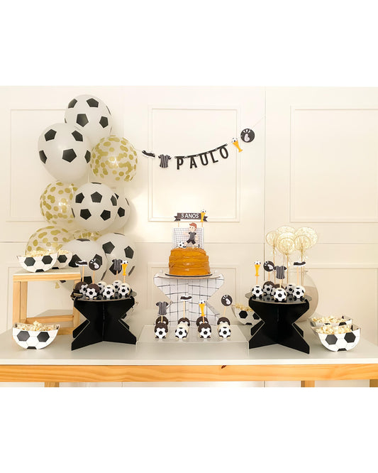 Kit Decoração Futebol Preto e Branco - Tamanho G